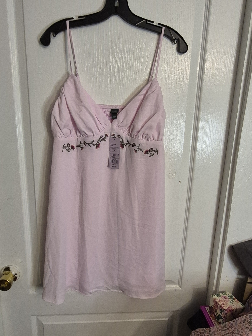 wild fable Light Pink Embroidered Spaghetti Strap Dress